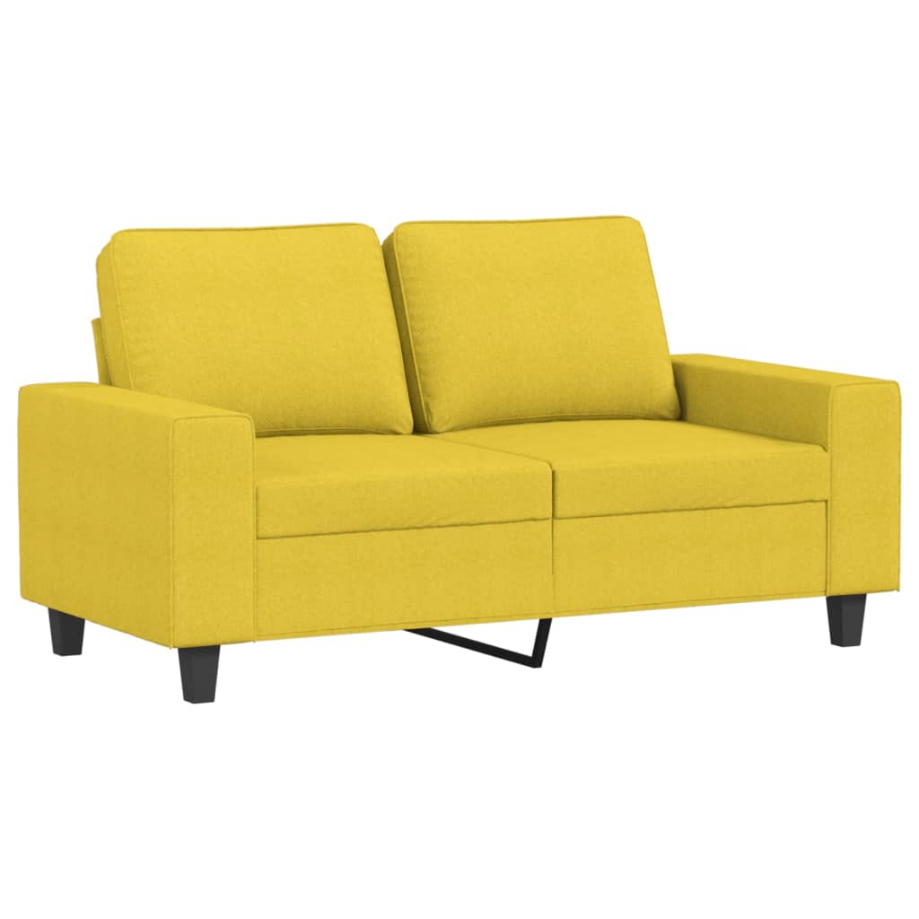 vidaXL Dvivietė sofa, šviesiai geltonos spalvos, 120cm, audinys