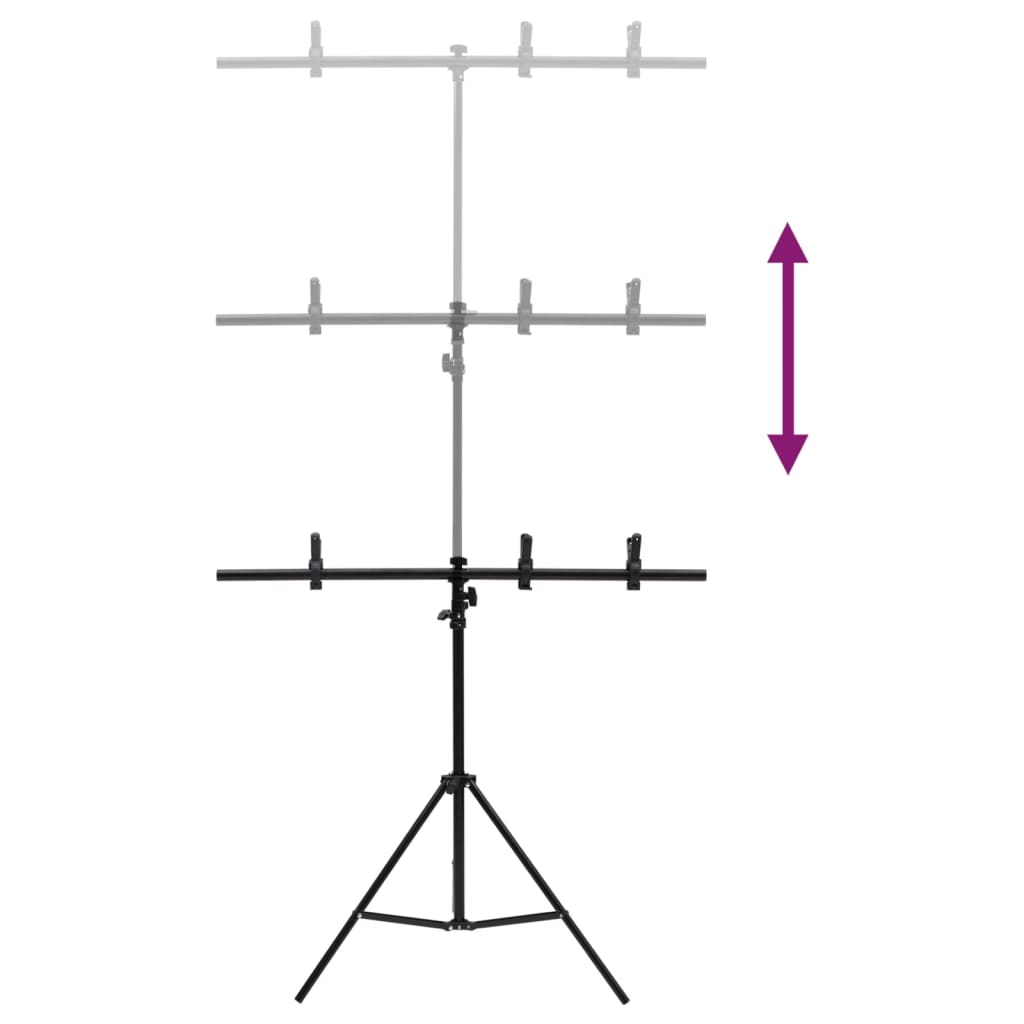 vidaXL Stovas fonui, juodos spalvos, 91x60x(70–200)cm, T formos