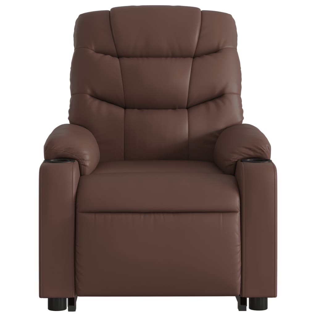 vidaXL Atsistojantis atlošiamas krėslas, rudos spalvos, dirbtinė oda
