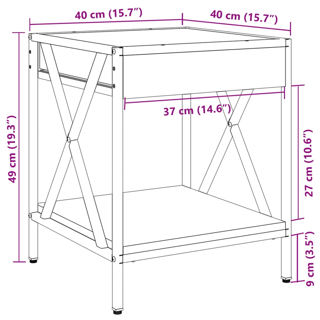 vidaXL Kavos staliukas su Infinity LED lemputėmis, dūminis, 40x40x49cm