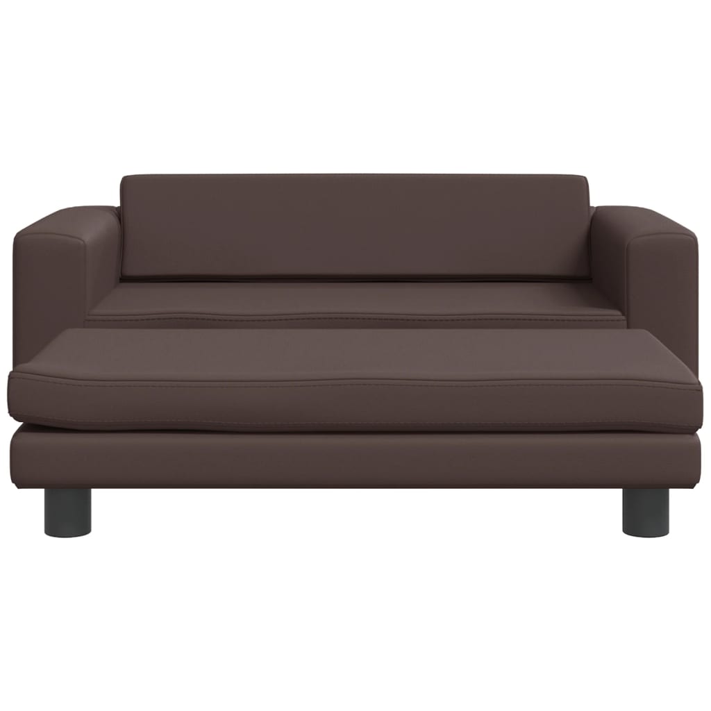 vidaXL Vaikiška sofa su pakoja, ruda, 100x50x30cm, dirbtinė oda