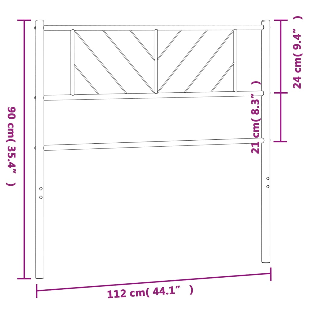 vidaXL Metalinis galvūgalis, baltos spalvos, 107cm