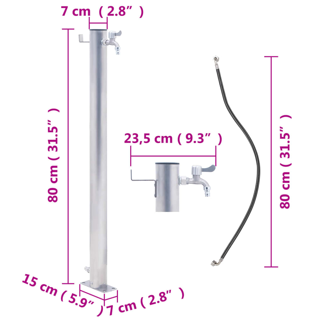 vidaXL Vandens kolonėlė sodui, 80cm, nerūdijantis plienas, apskrita