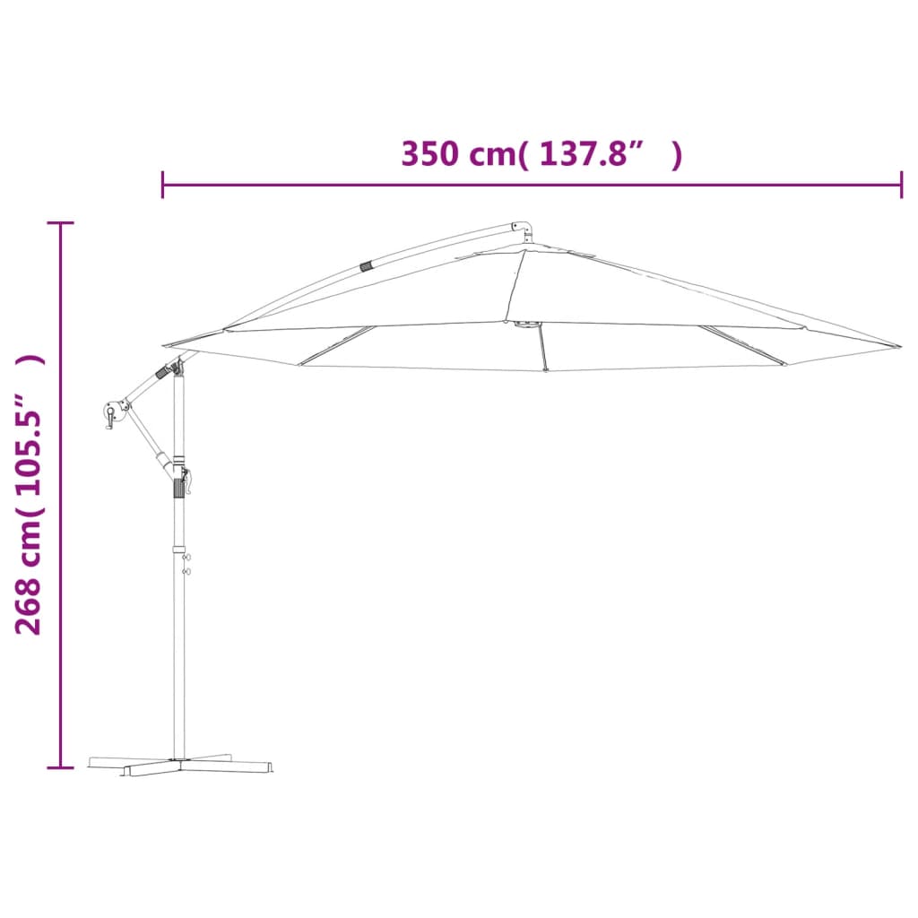 vidaXL Gembinis sodo skėtis su aliuminiu stulpu, mėlynas, 350cm