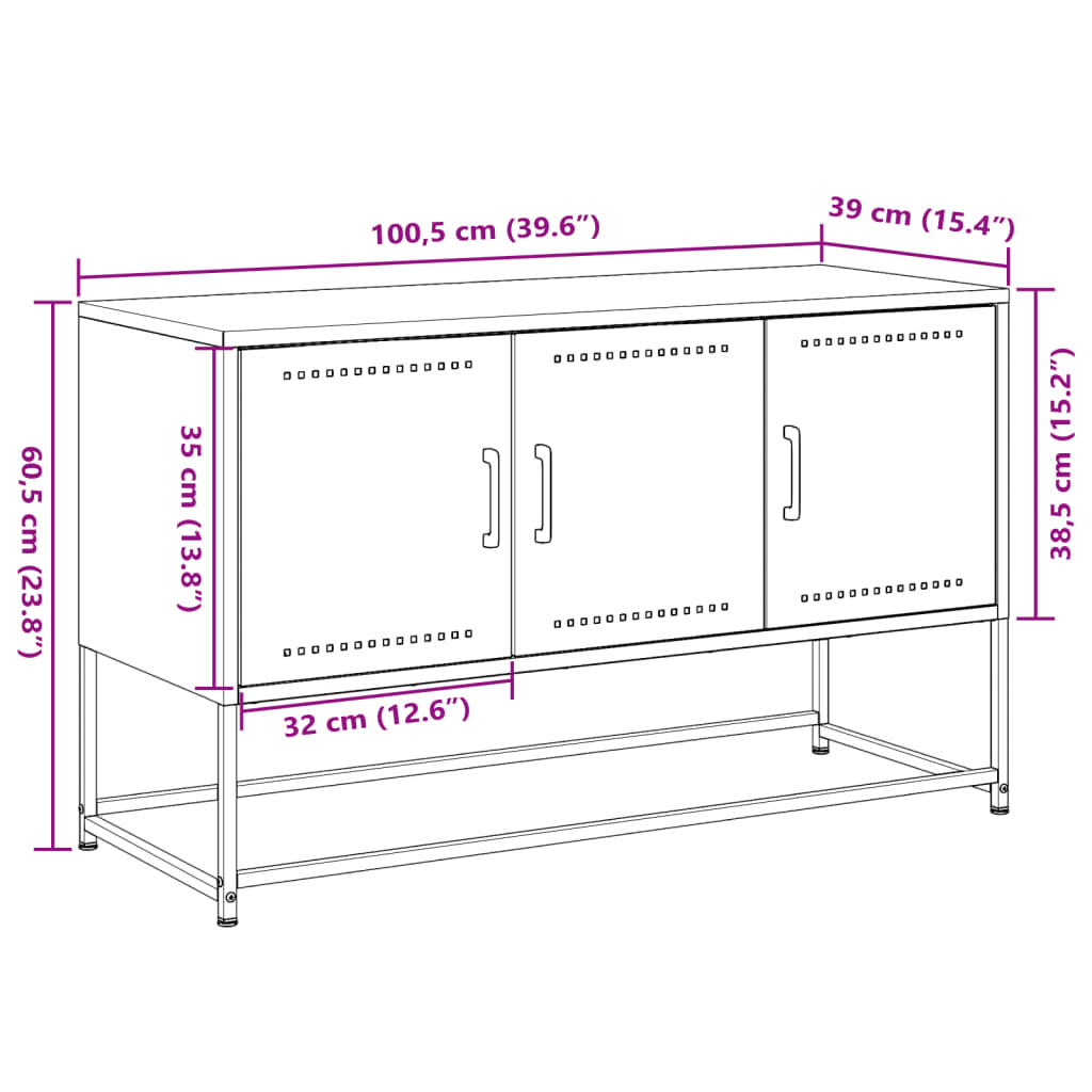 vidaXL Televizoriaus spintelė, antracito, 100,5x39x60,5cm, plienas