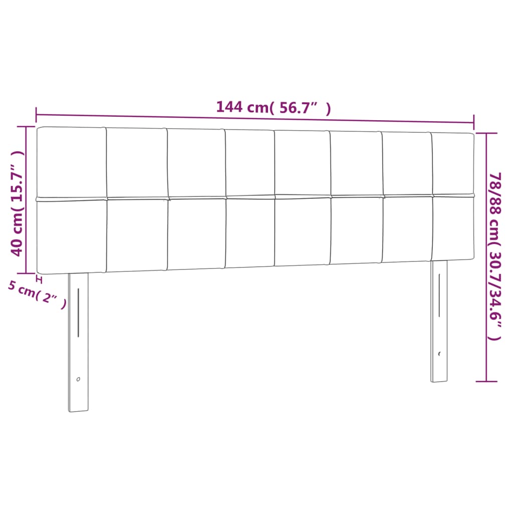 vidaXL Galvūgalis su LED, kreminės spalvos, 144x5x78/88cm, audinys