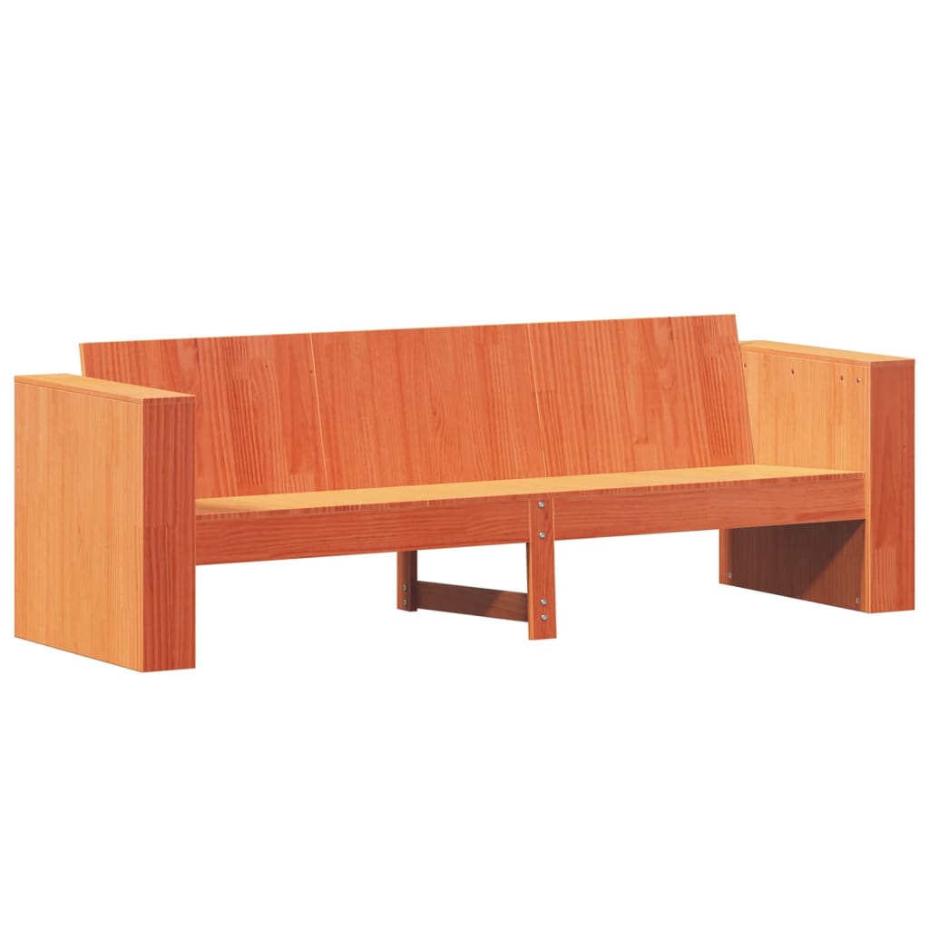 vidaXL Trivietė sodo sofa, vaško ruda, 189x60x62cm, pušies masyvas