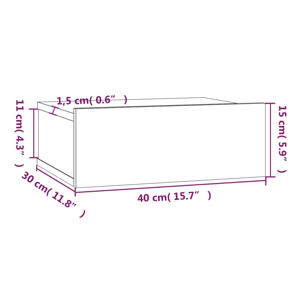 vidaXL Naktiniai staliukai, 2vnt., pilki, 40x30x15cm, mediena