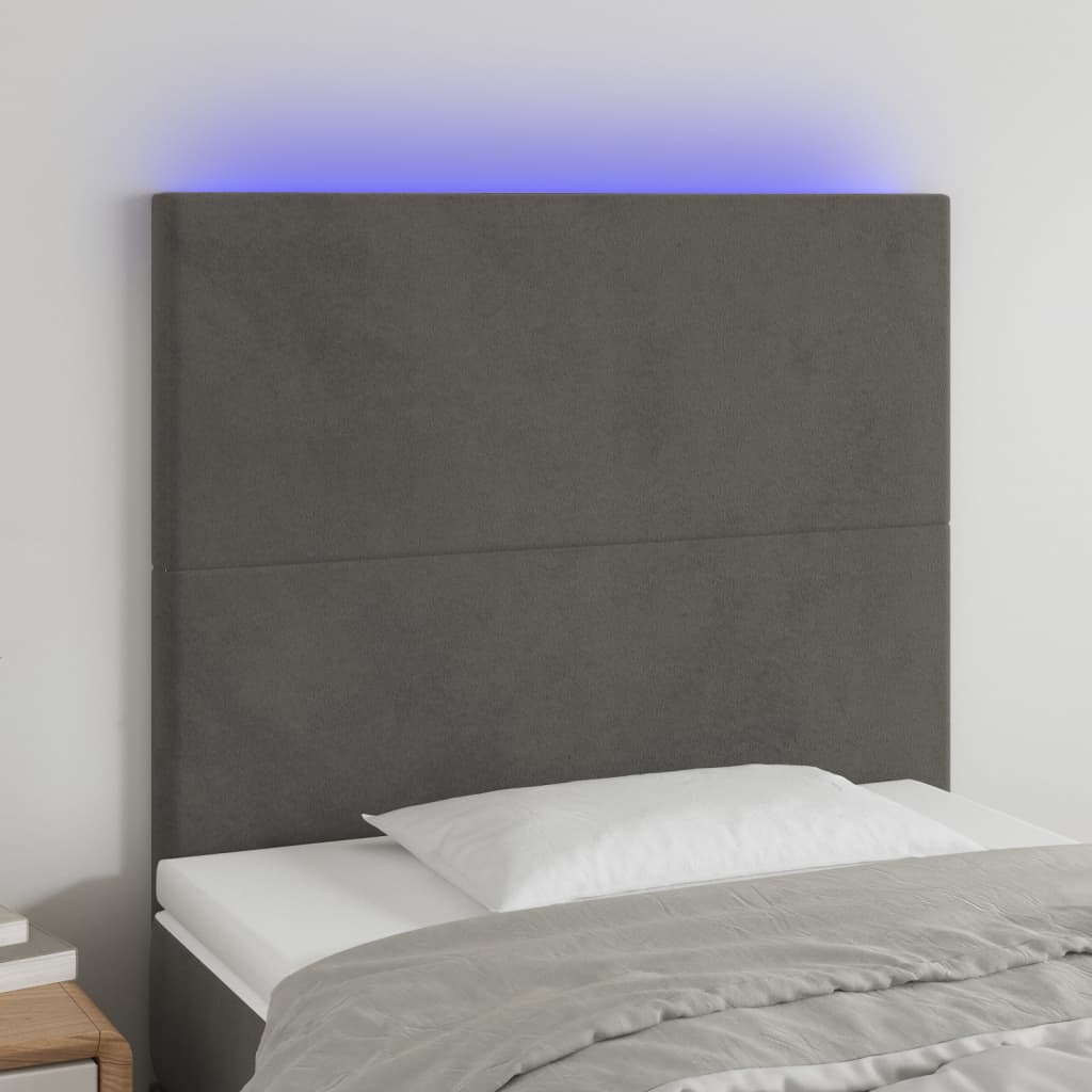 vidaXL Galvūgalis su LED, tamsiai pilkas, 100x5x118/128cm, aksomas