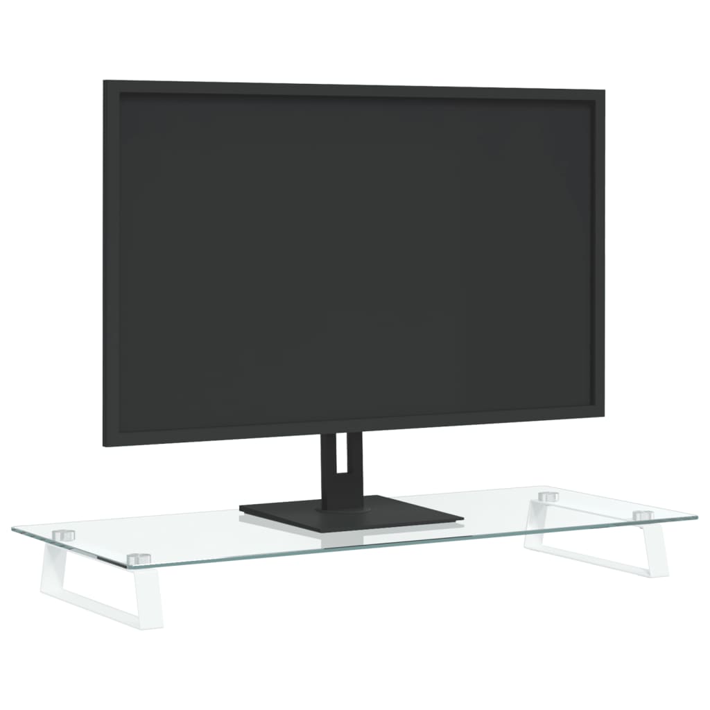 vidaXL Monitoriaus stovas, baltas, 80x35x8cm, stiklas ir metalas