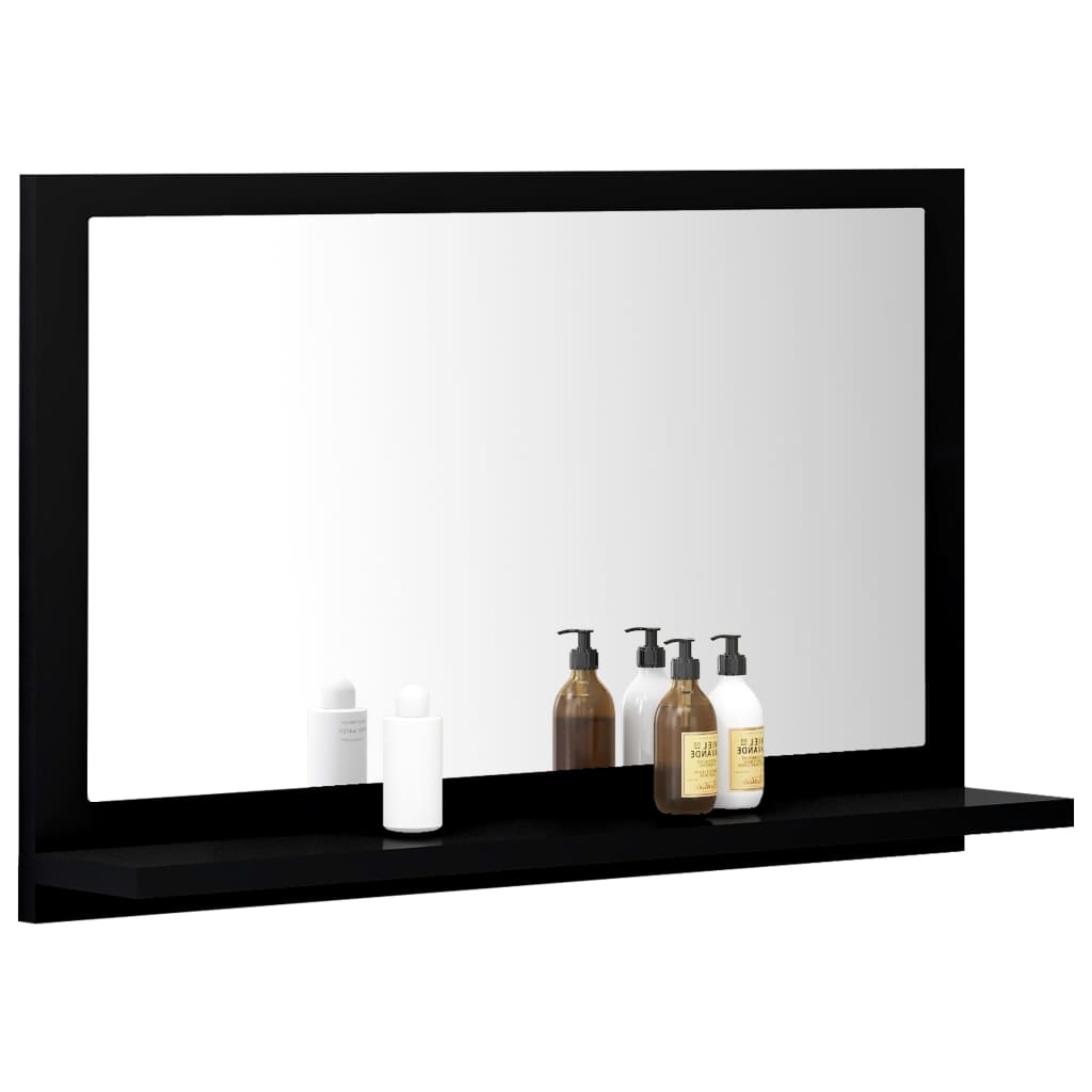 vidaXL Vonios kambario veidrodis, juodas, 60x10,5x37cm, mediena