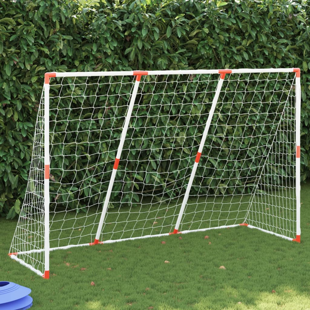 vidaXL Futbolo vartai su kamuoliais, 2-1, balti, 184x64x124cm, metalas