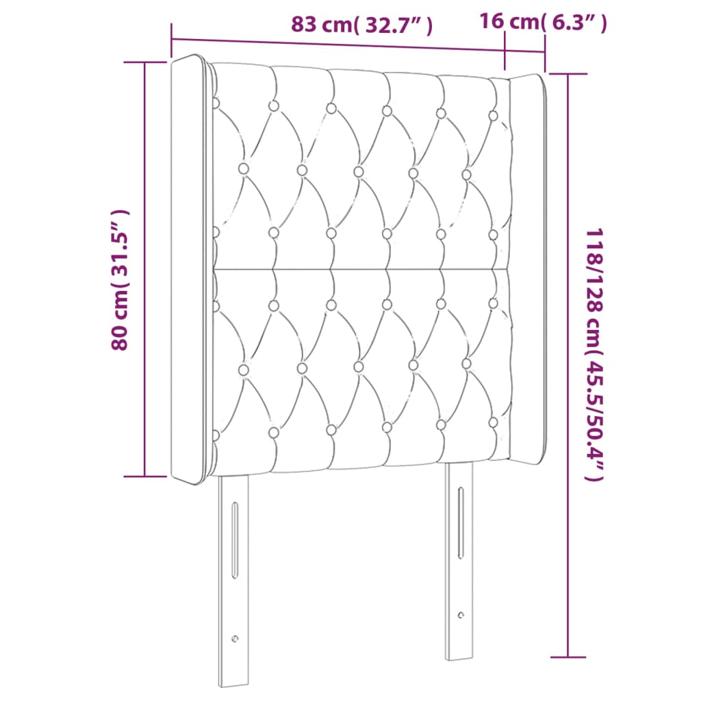 vidaXL Galvūgalis su LED, taupe spalvos, 83x16x118/128cm, audinys