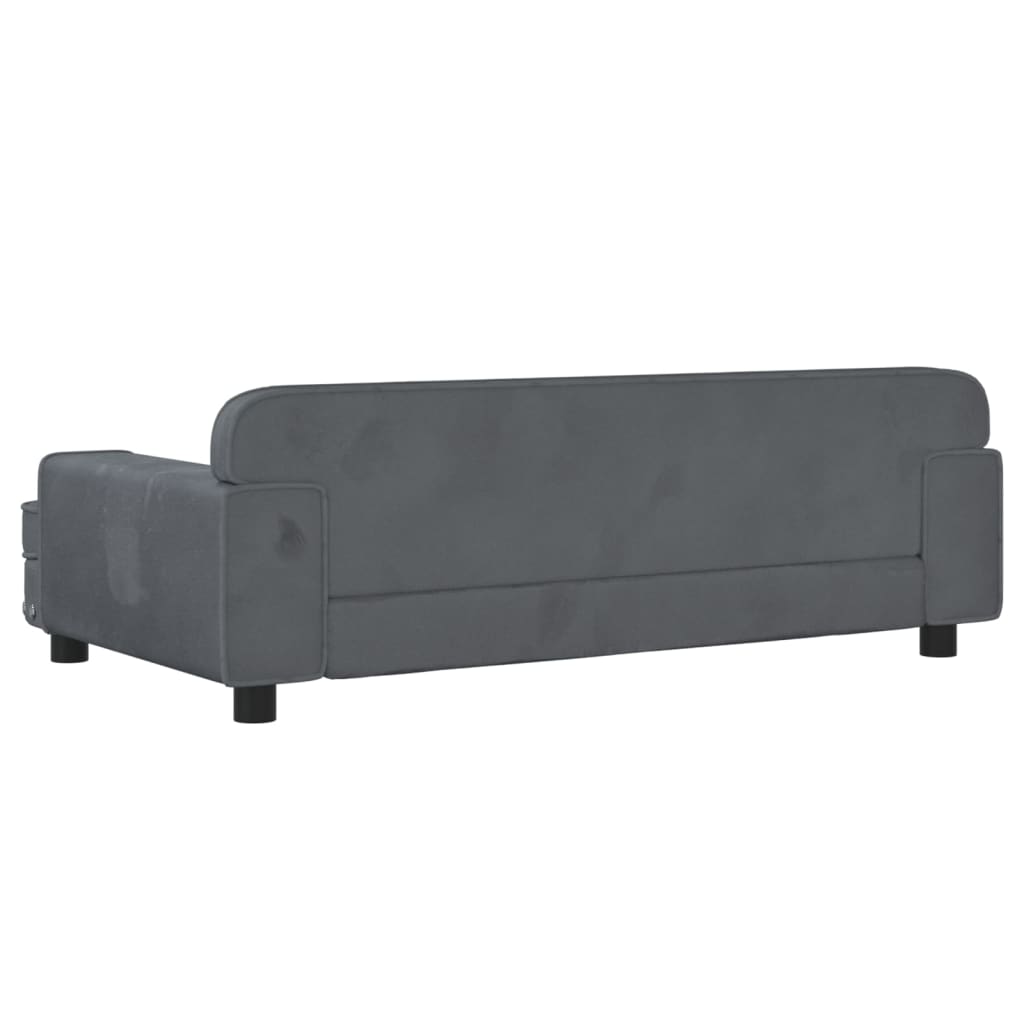 vidaXL Vaikiška sofa, tamsiai pilkos spalvos, 90x53x30cm, aksomas