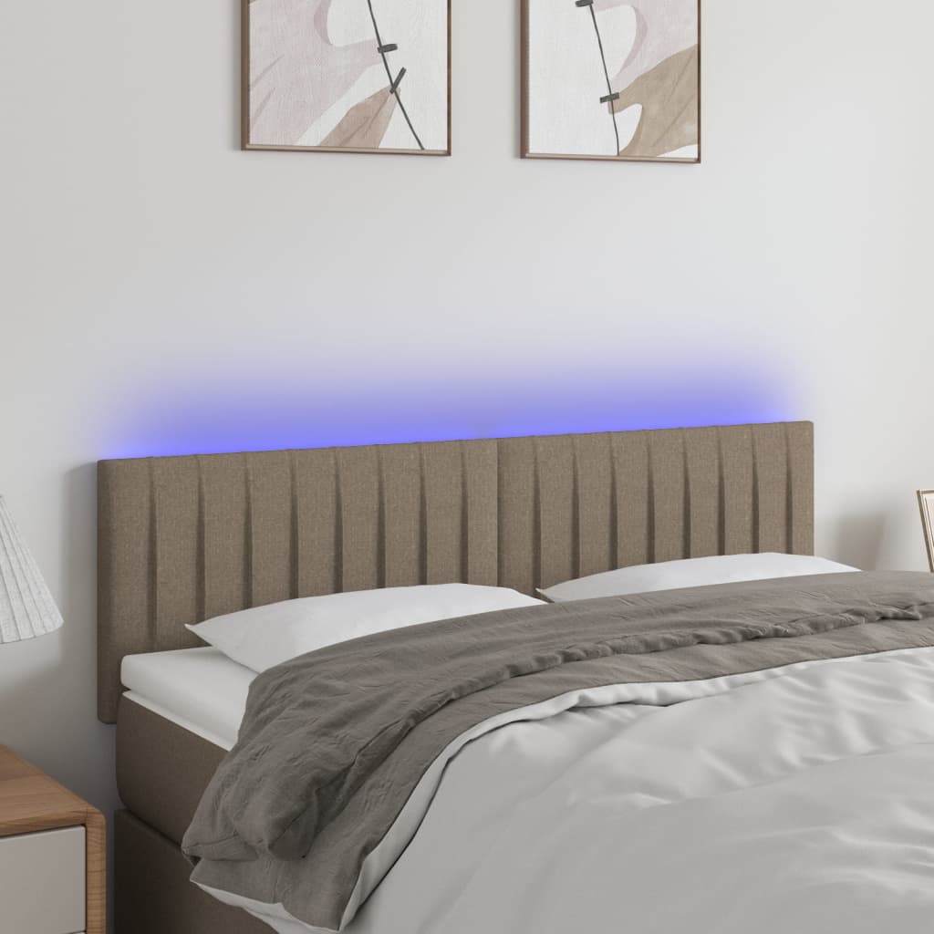 vidaXL Galvūgalis su LED, taupe spalvos, 144x5x78/88cm, audinys