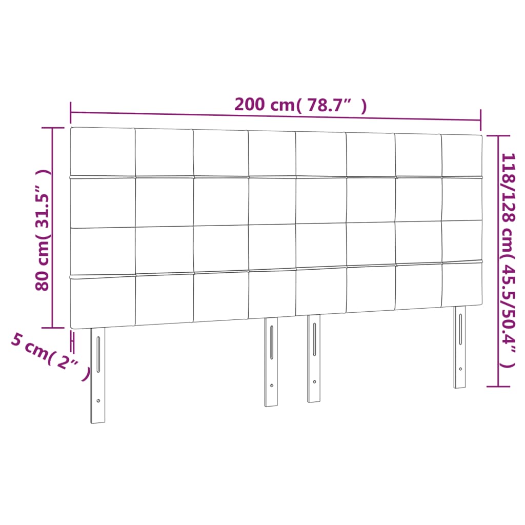 vidaXL Galvūgalis su LED, juodos spalvos, 200x5x118/128cm, audinys