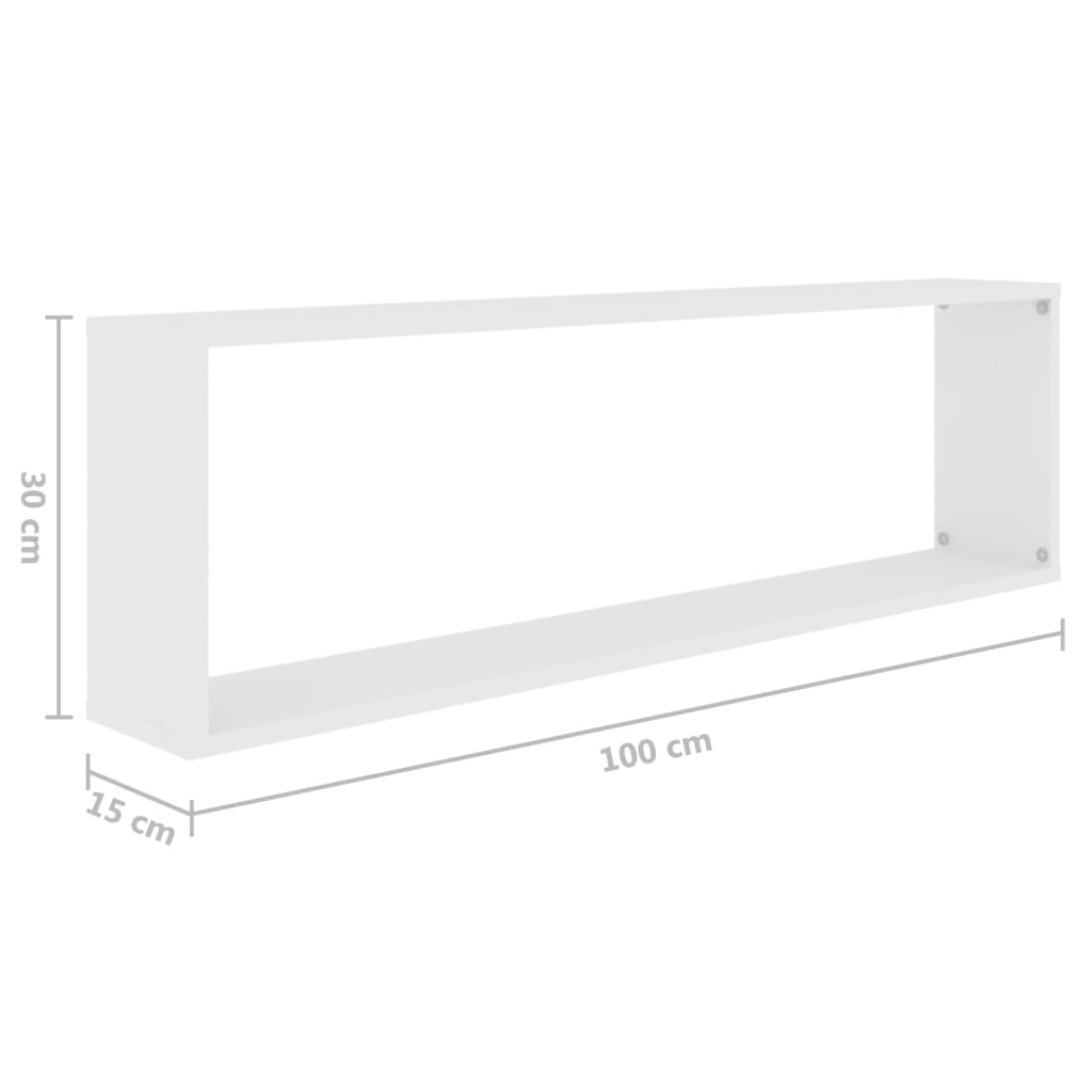 vidaXL Sieninės lentynos, 4vnt., baltos, 100x15x30cm, apdirbta mediena