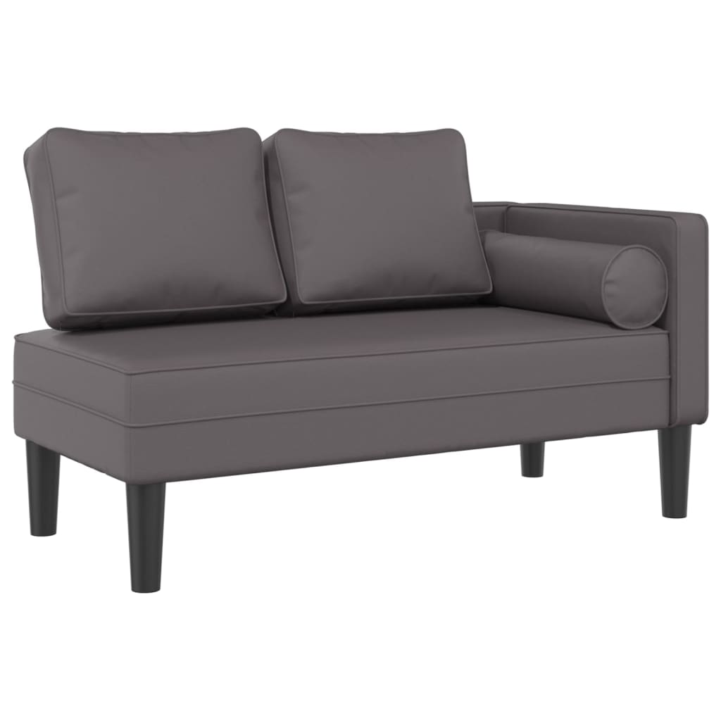 vidaXL Poilsio sofa su pagalvėmis, pilka, dirbtinė oda