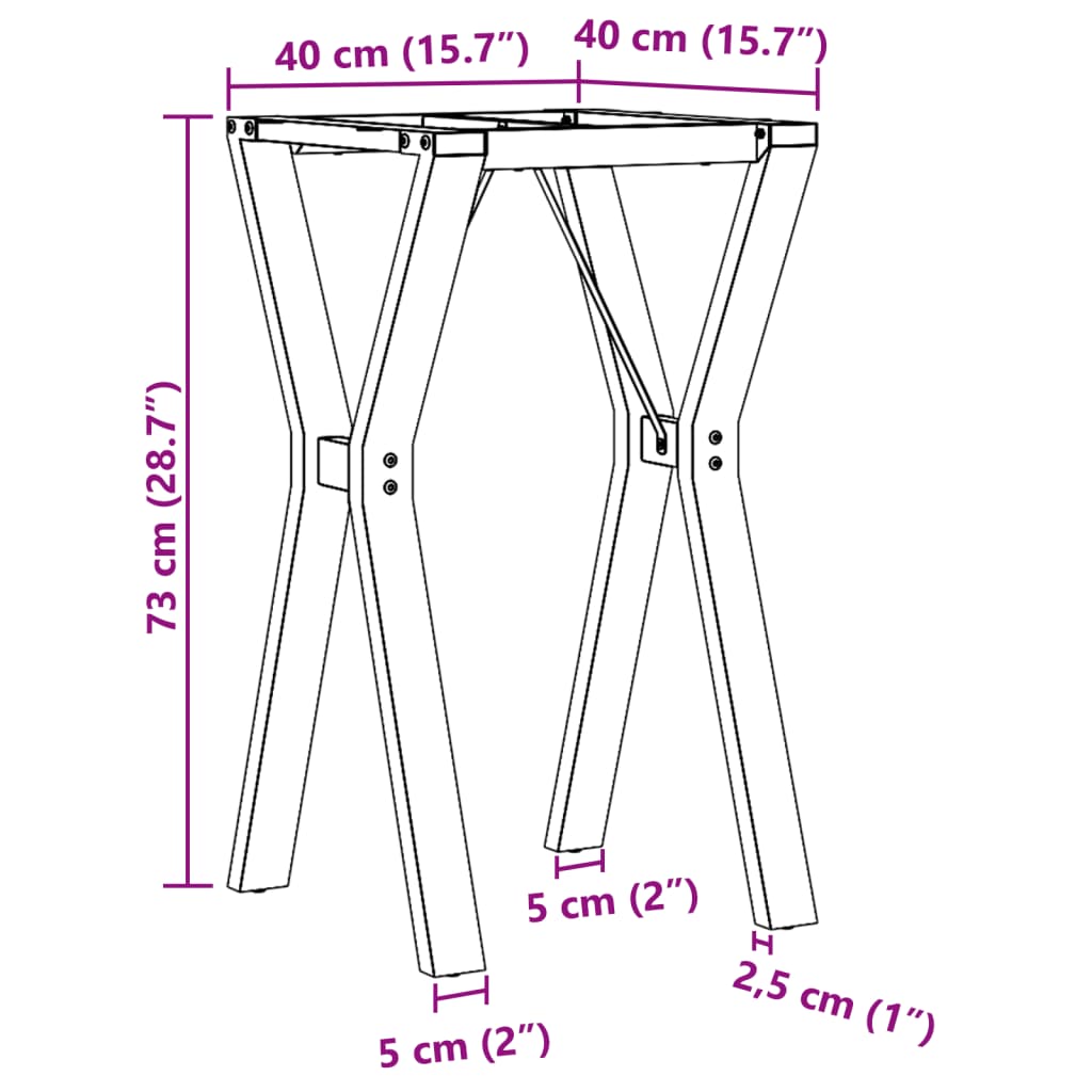 vidaXL Valgomojo stalo kojos, 40x40x73cm, ketus, Y formos rėmas