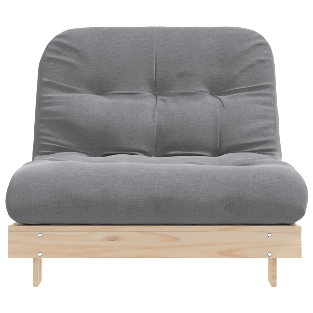 vidaXL Futono sofa-lova su čiužiniu, 100x206x11cm, pušies masyvas