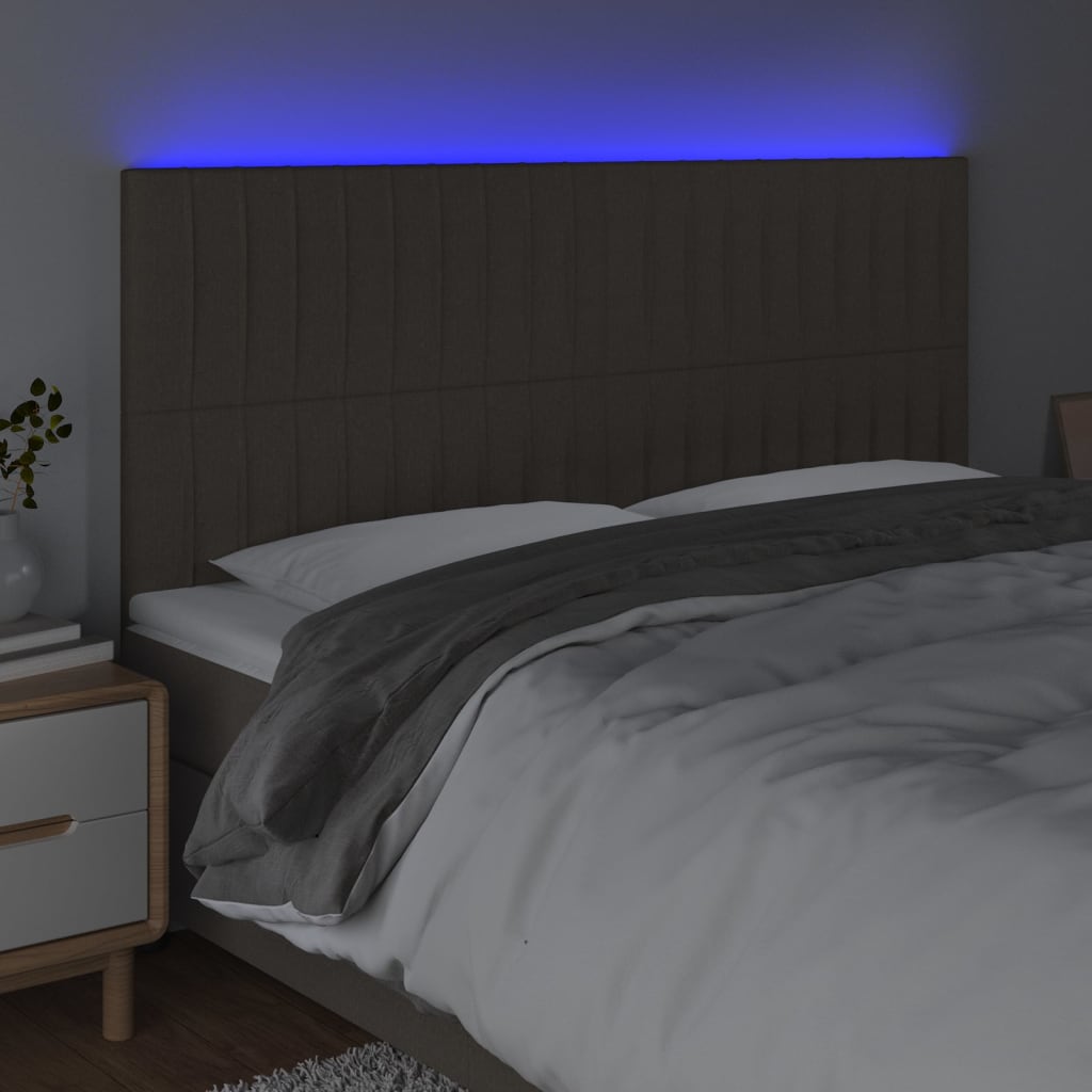 vidaXL Galvūgalis su LED, taupe spalvos, 160x5x118/128cm, audinys