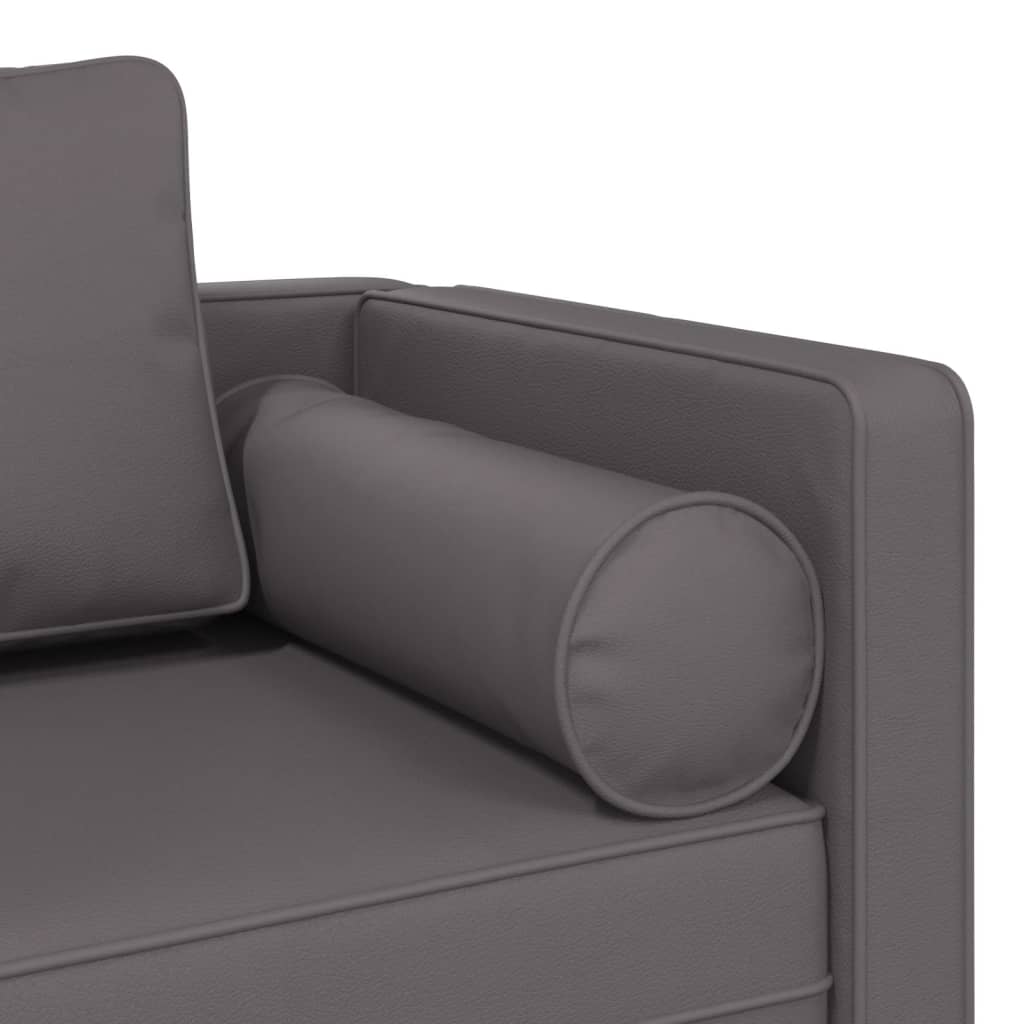 vidaXL Poilsio sofa su pagalvėmis, pilka, dirbtinė oda