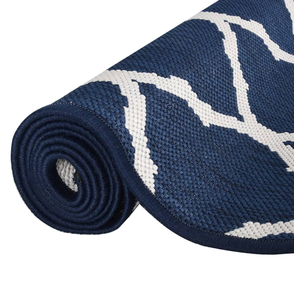 vidaXL Lauko kilimėlis, mėlynos ir baltos spalvos, 80x250cm, dvipusis
