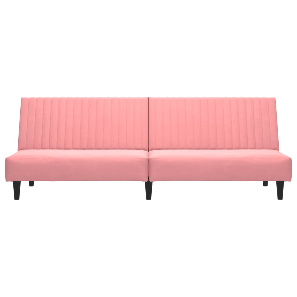 vidaXL Dvivietė sofa-lova, rožinės spalvos, aksomas