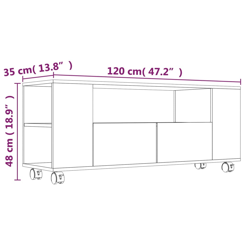 vidaXL Televizoriaus spintelė, juodos spalvos, 120x35x48cm, mediena