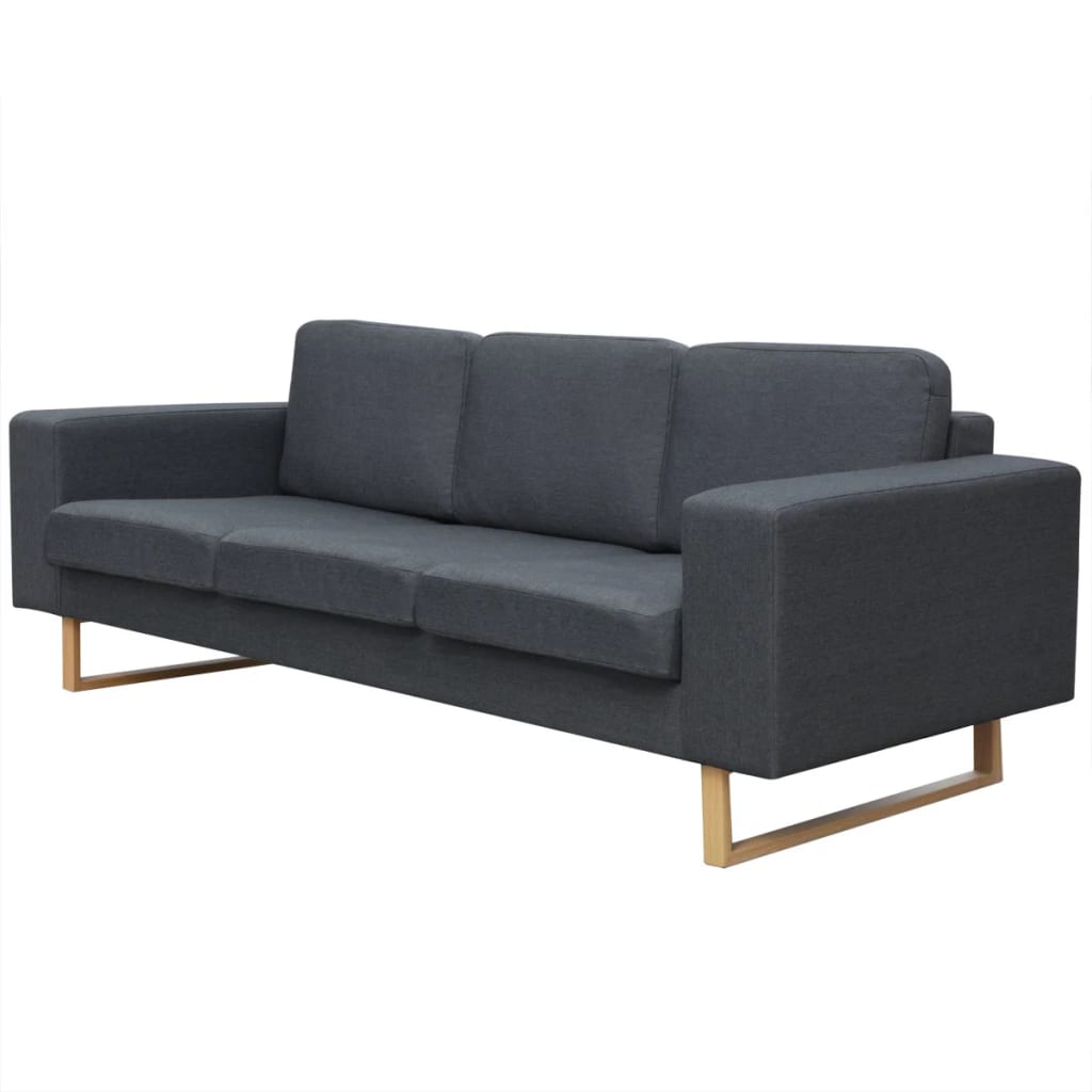 vidaXL trivietė medžiaginė sofa, tamsiai pilkos spalvos