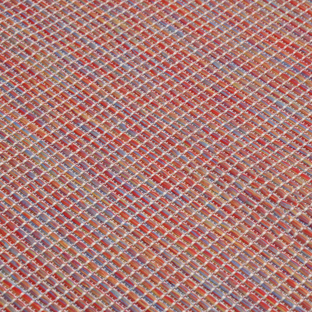 vidaXL Lauko kilimėlis, raudonos spalvos, 140x200cm, plokščio pynimo