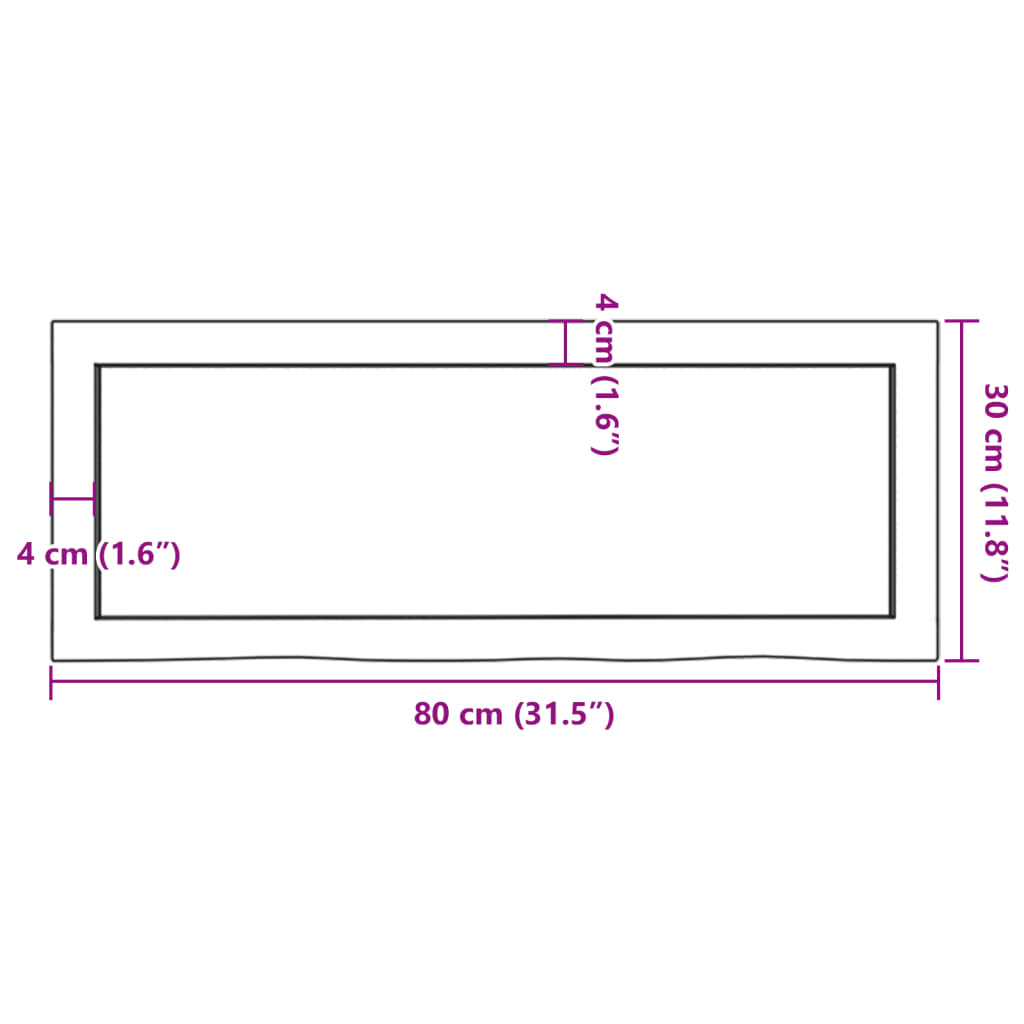 vidaXL Sieninė lentyna, tamsiai ruda, 80x30x(2-6) cm, ąžuolo masyvas