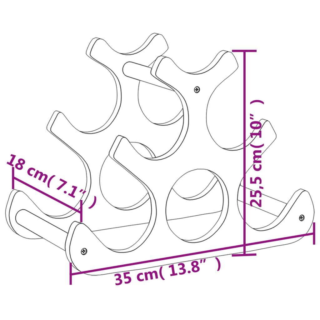 vidaXL Stovas vynui skirtas 6 buteliams, 35x18x25,5cm, bambukas