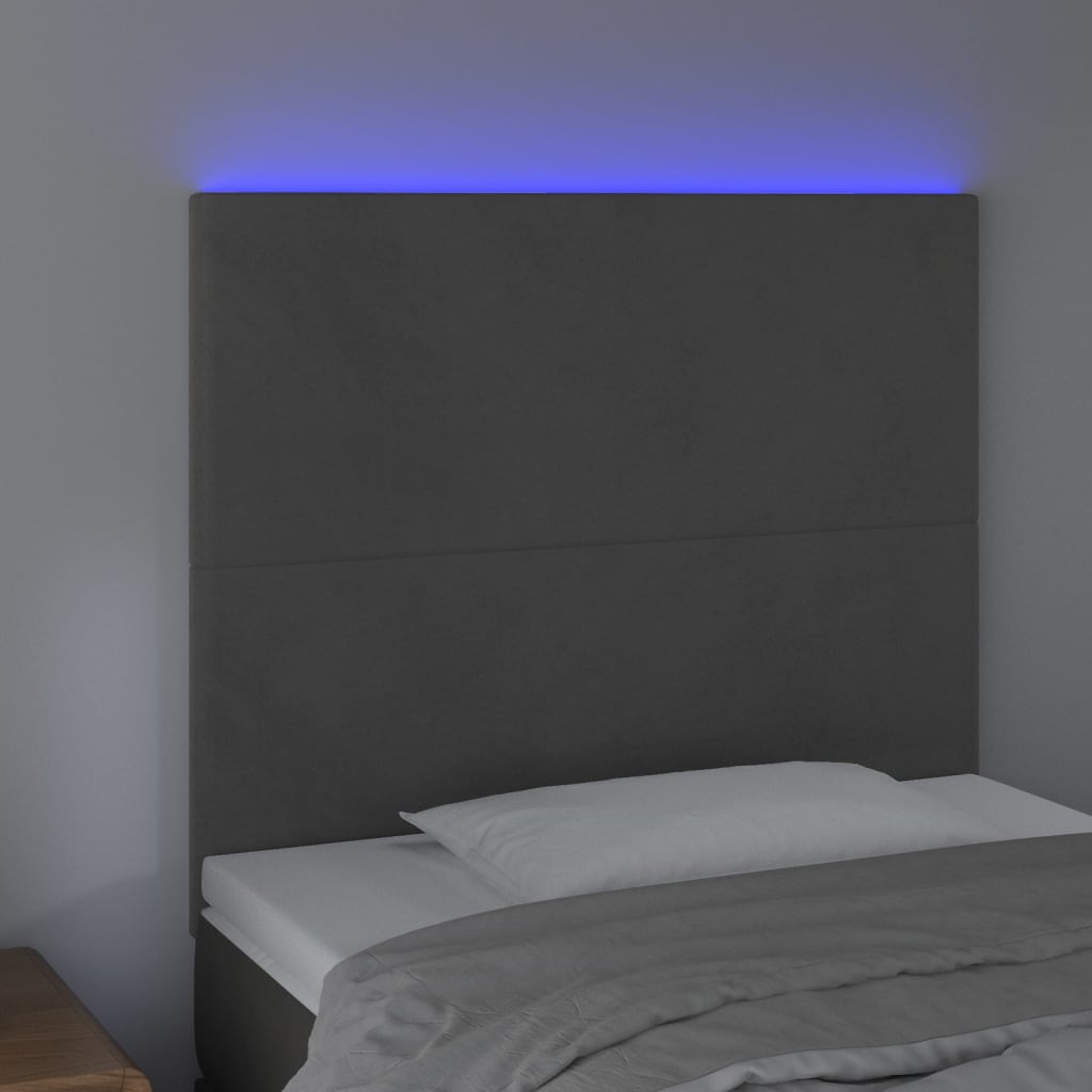 vidaXL Galvūgalis su LED, tamsiai pilkas, 100x5x118/128cm, aksomas