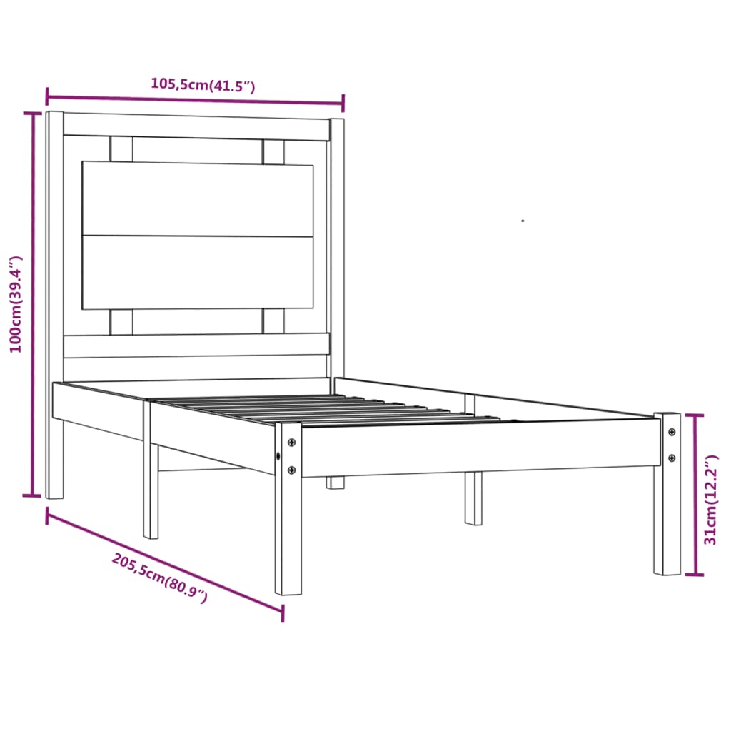 vidaXL Lovos rėmas, medaus rudas, 100x200cm, medienos masyvas