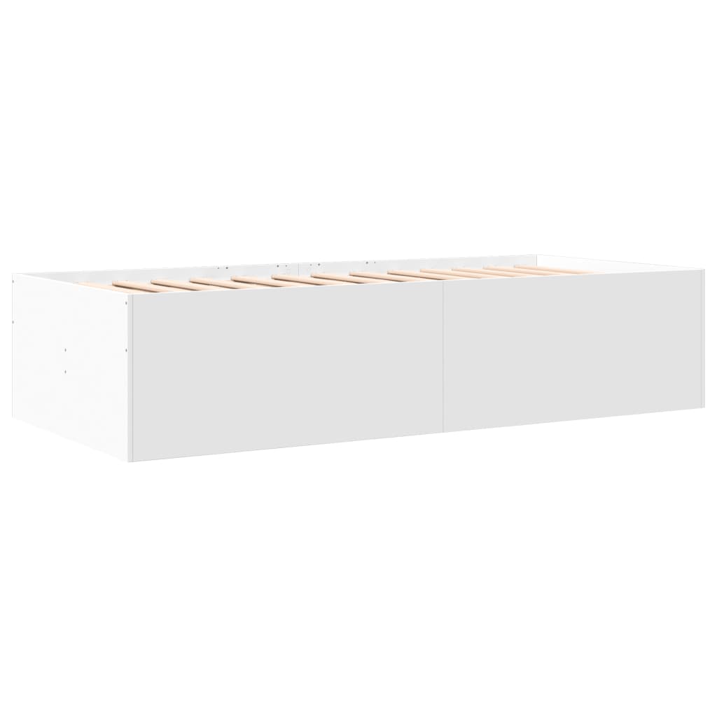 vidaXL Lova su stalčiais, baltos spalvos, 100x200cm, apdirbta mediena