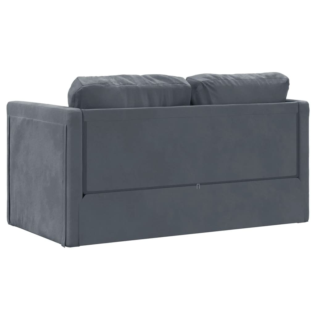 vidaXL Grindų sofa-lova, 2-1, tamsiai pilka, 122x204x55cm, aksomas