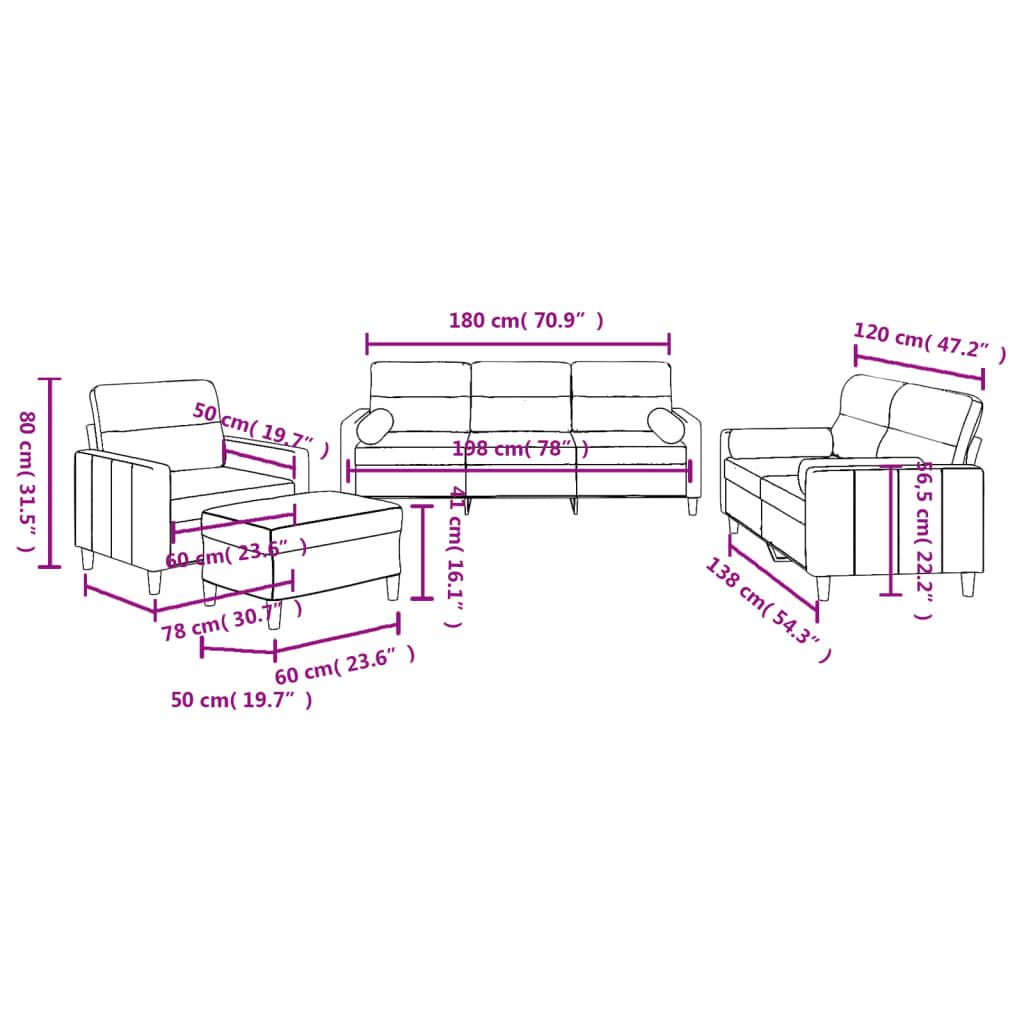 vidaXL Sofos komplektas su pagalvėmis, 4 dalių, kreminis, audinys