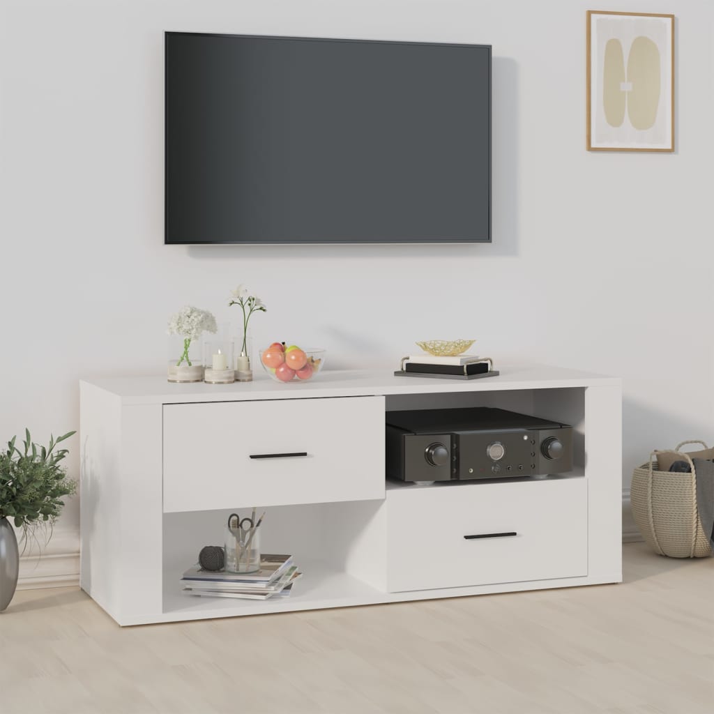 vidaXL Televizoriaus spintelė, baltos spalvos, 100x35x40cm, mediena