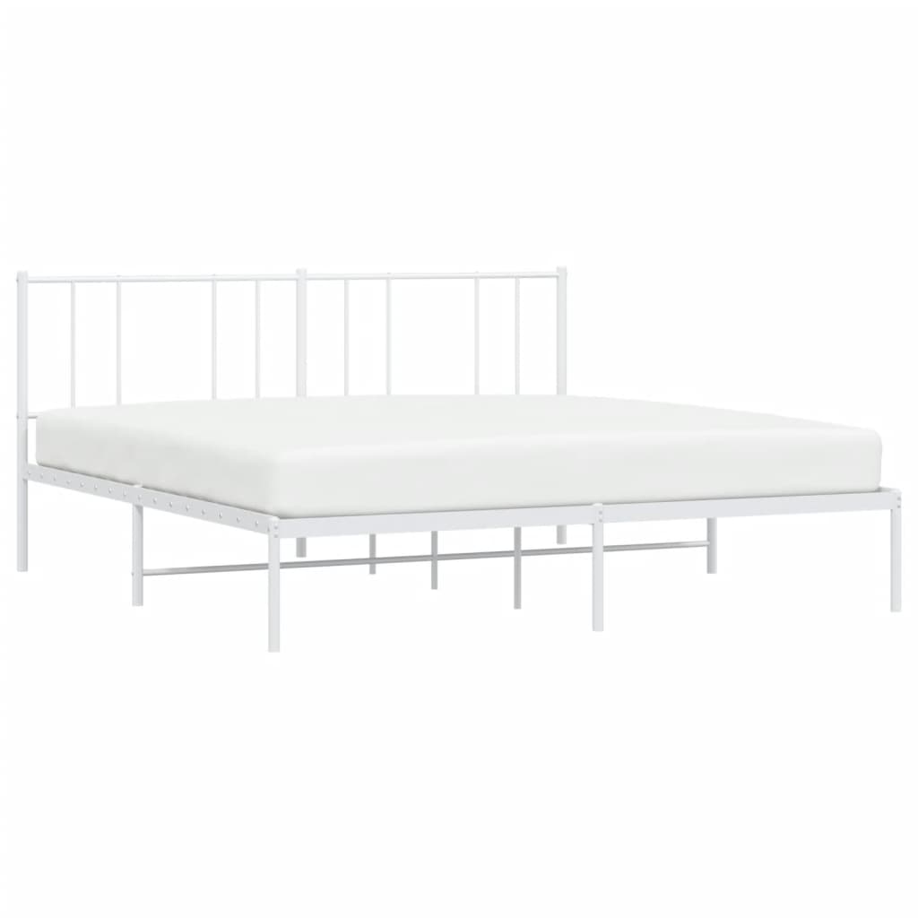 vidaXL Metalinis lovos rėmas su galvūgaliu, baltos spalvos, 180x200cm