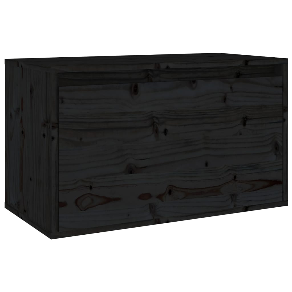 vidaXL Sieninė spintelė, juoda, 60x30x35cm, pušies medienos masyvas