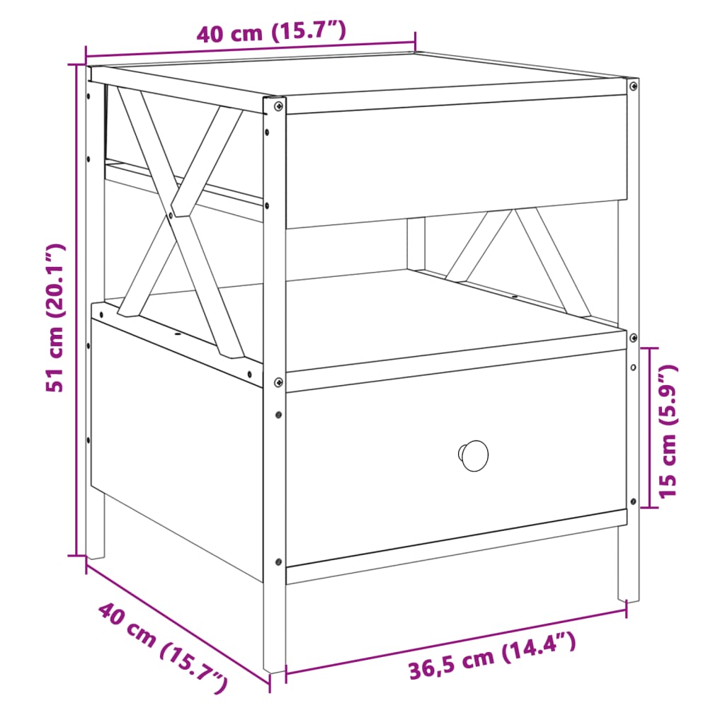 vidaXL Kavos staliukas su Infinity LED lemputėmis, ąžuolo, 40x40x51cm