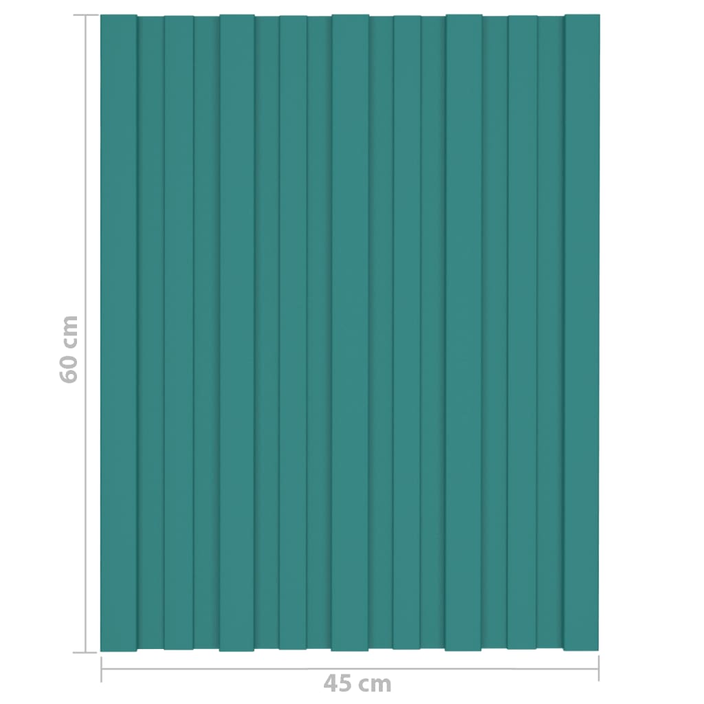 vidaXL Stogo plokštės, 12vnt., žalios, 60x45cm, galvanizuotas plienas