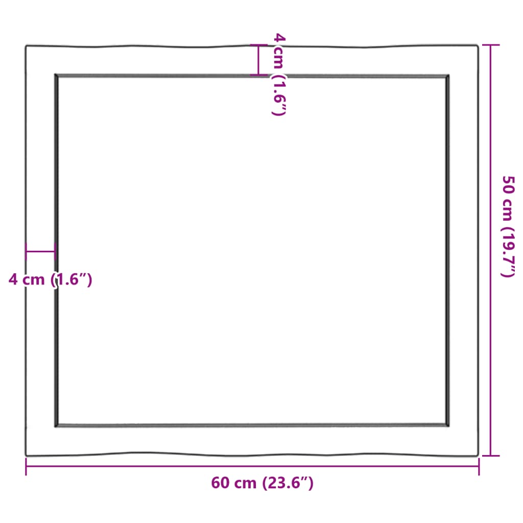 vidaXL Stalviršis, tamsiai ruda, 60x50x(2-4) cm, medienos masyvas