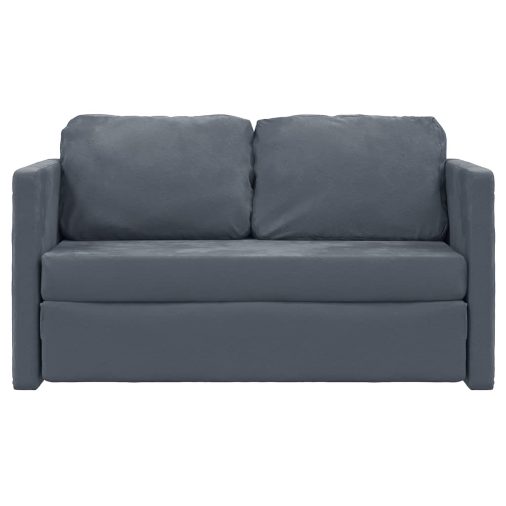 vidaXL Grindų sofa-lova, 2-1, tamsiai pilka, 122x204x55cm, aksomas