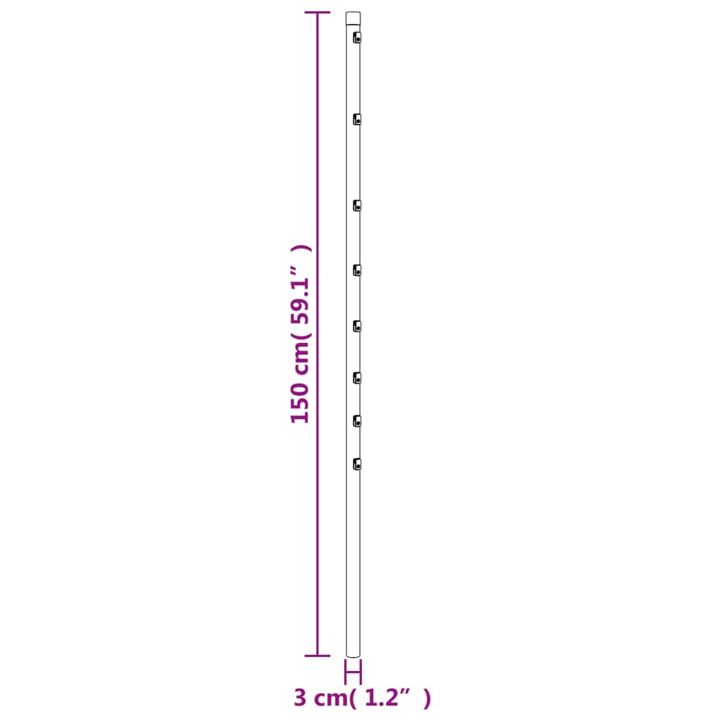 vidaXL Tvoros stulpai, 15vnt., sidabriniai, 150cm, plienas