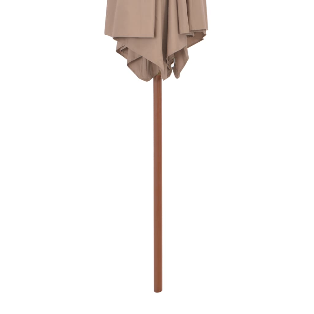 vidaXL Lauko skėtis nuo saulės su mediniu stulpu, taupe, 270cm