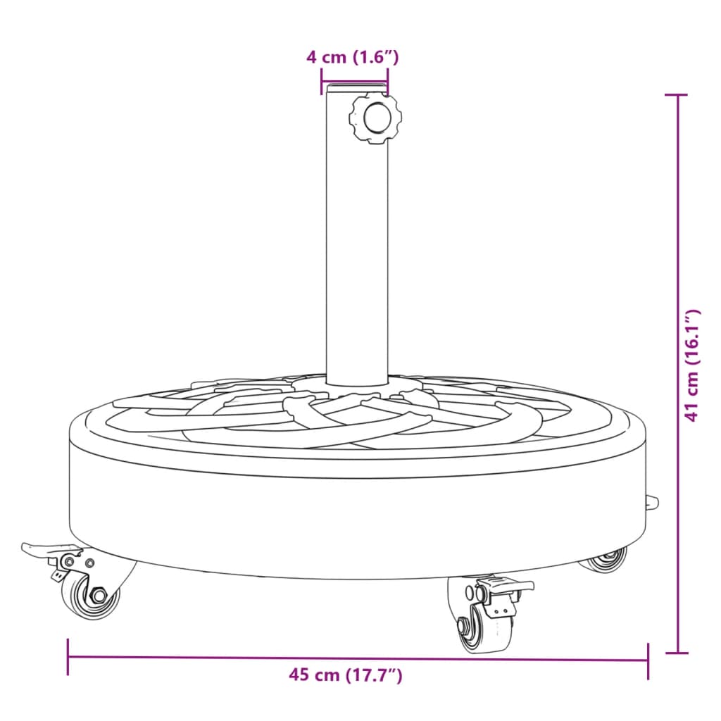 vidaXL Skėčio nuo saulės pagrindas su ratukais 38/48mm stulpams, 27kg