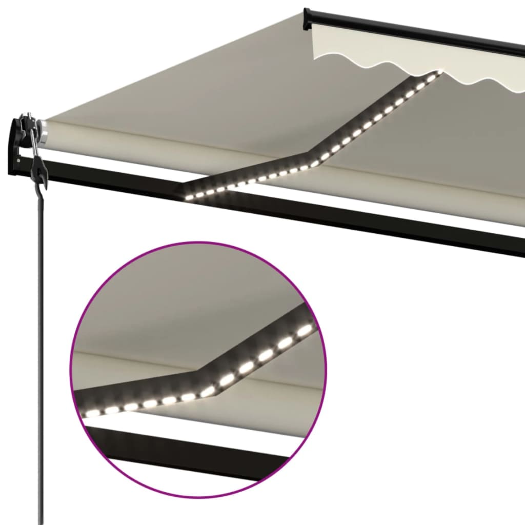 vidaXL Automatinė markizė su LED/vėjo jutikliu, kreminė, 500x300cm