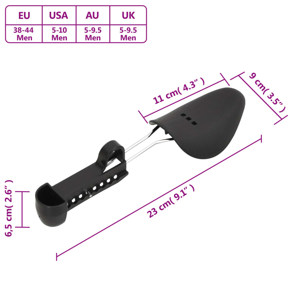 vidaXL Batų kurpaliai, 5 poros, juodos spalvos, plastikas, EU 38–44